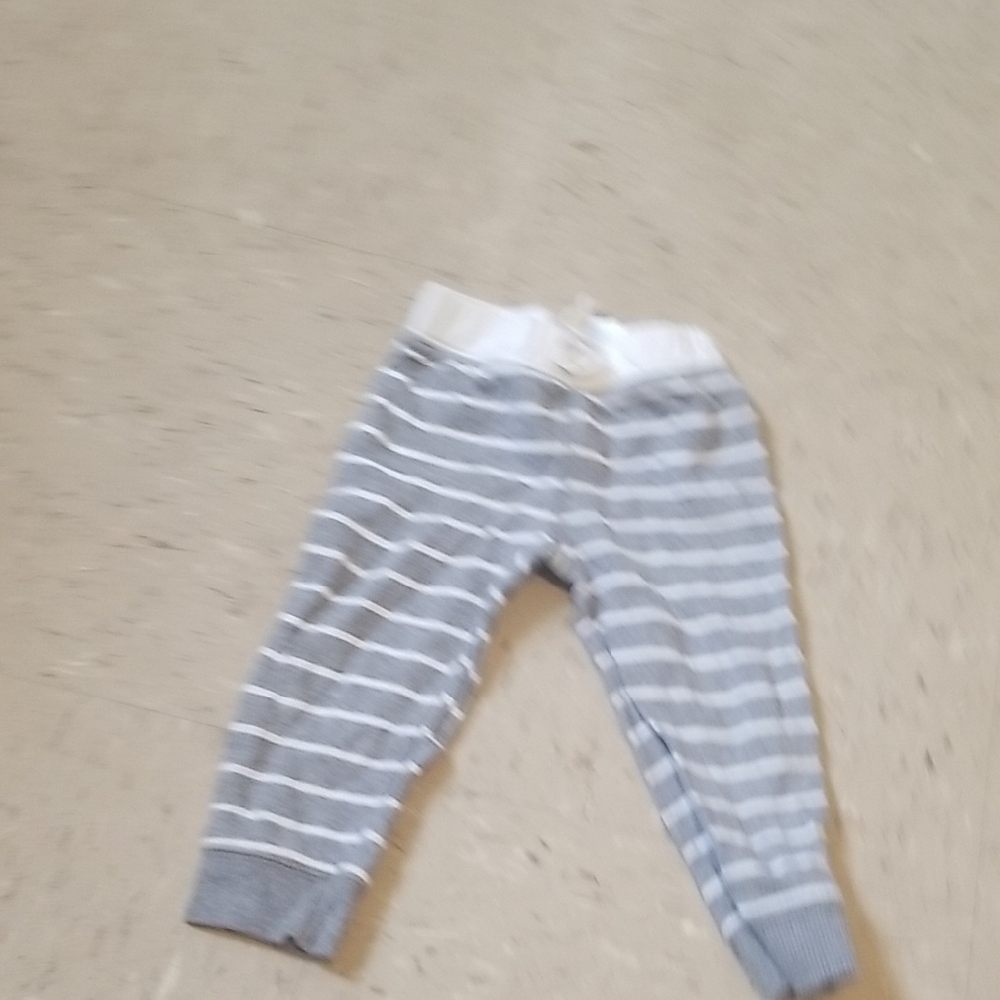 Gray and White Striped Baby Pants
